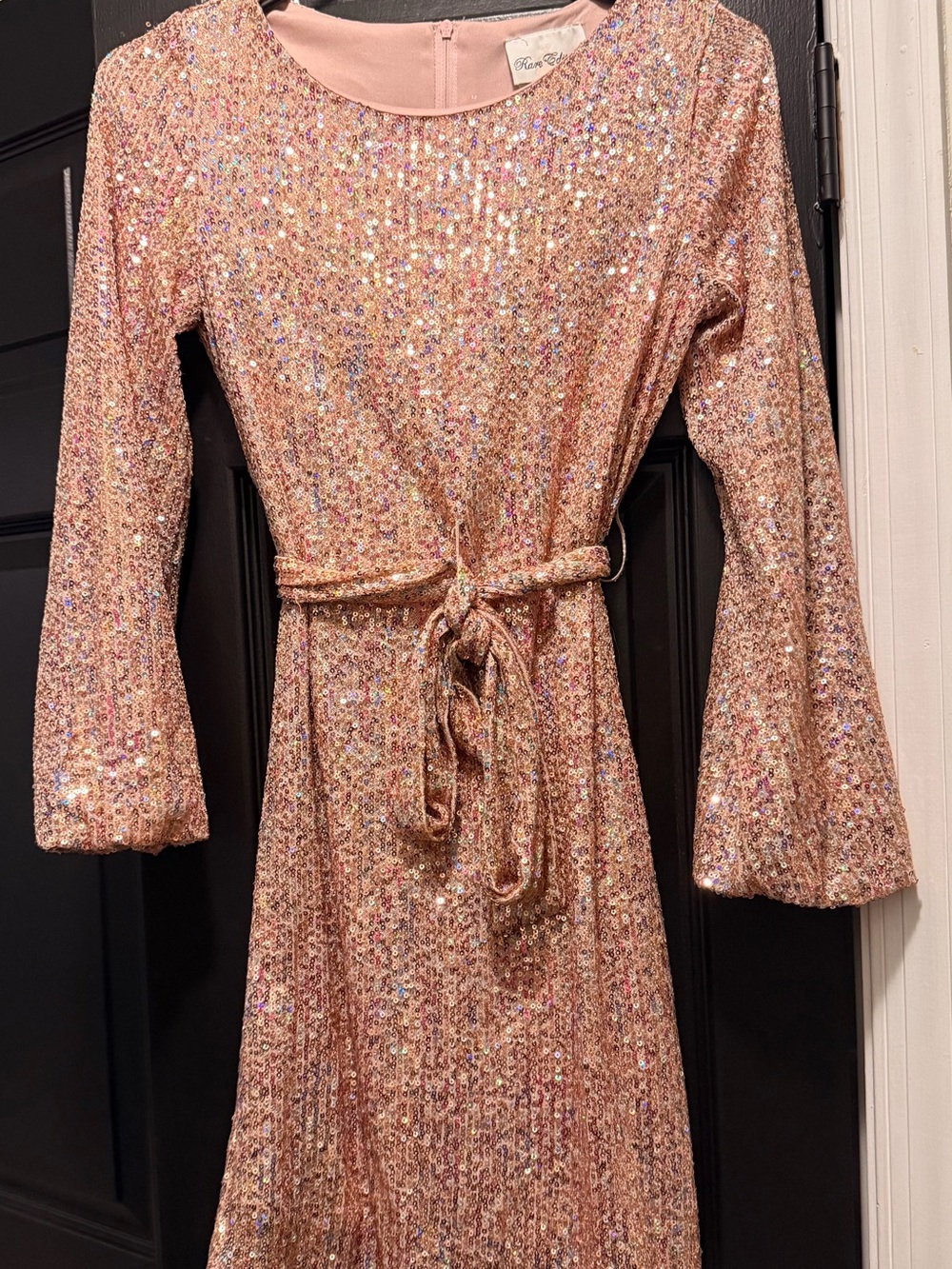 Rare Editions Rose Gold Sequin Kids Formal Dress